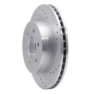 Dodge Dakota Brake Rotor (1) - Front Right - R1 Concepts - Drilled & Slotted - Silver - `97-`02